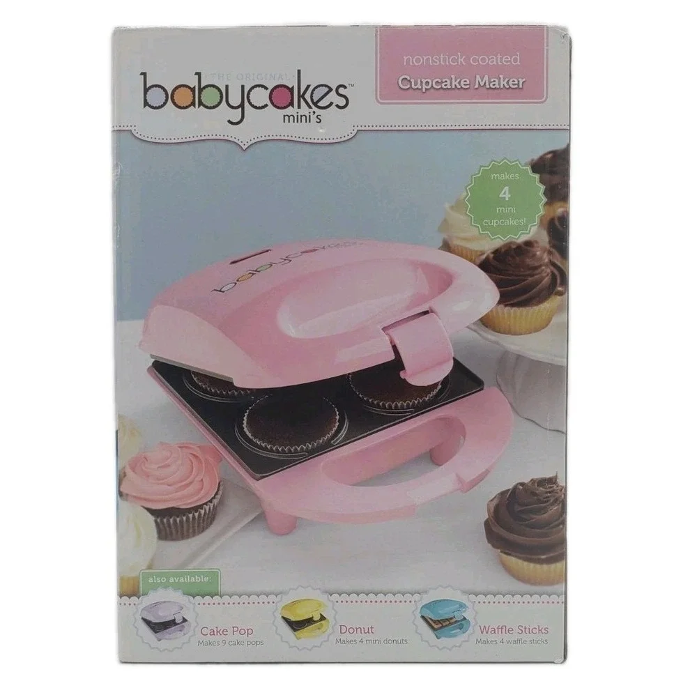 Babycakes Mini's Cupcake Maker Pink Non-Stick Ceramic Makes 4 CCM-50
